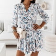 thumbnail image 2 of Vestido HUOGUO, estampado casual con cuello en V a la moda para mujer, 2 of 5