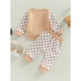 thumbnail image 4 of Seyurigaoka 2 Pcs Toddler Baby Boys Girls Checkerboard Outfit Plaid Print Long Sleeve Pullover Tops + Jogger Pants Unisex Clothes Set, 4 of 8