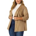 thumbnail image 1 of Women's Plus Size Jacket Drop Shoulder Moto Stretch Long Sleeves Drape Suede Cardigans Dark Khaki 4X, 1 of 7