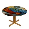 thumbnail image 3 of Awypu Parrot Birds Round Fitted Tablecloth with Elastic Edge Fitted Table Cloth for Round Table Circular Table Cover Waterproof Wipeable Round Elastic Table Cloth White, 3 of 7