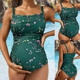 thumbnail image 2 of Gyexs Maternity Womens One Piece Swimsuits Ruched Slimming Bathing Suits Floral Swimwear #02 Dark Green, Size L, 2 of 6