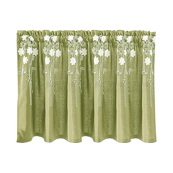 1Pc Curtain Floral Curtains Kitchen Coffee Curtains Bedroom Rod Curtains Lace Short Curtains Lace Curtains 54 X 24 Inch 1 Panels