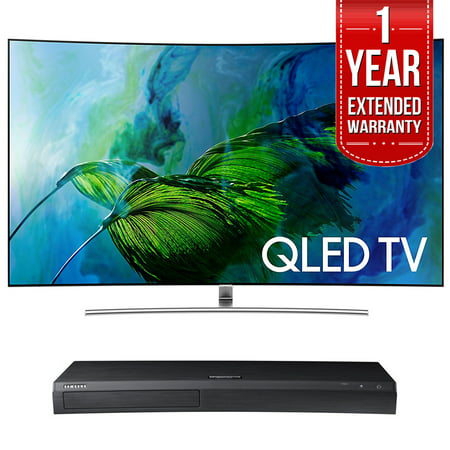 Samsung QN55Q8C Curved 55-Inch 4K Ultra HD Smart QLED TV (2017 Model) w/ Samsung 4K Ultra HD Blu-ray Player & 1 Year Extended