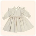 thumbnail image 2 of Odeerbi Toddler Girls Ruffle Long Sleeve Cotton Dress Spring Summer Cute Princess Dresses Solid Color Round Neck Sweet A-Line Dress Toddler Girls Clothes, 2 of 4