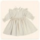 thumbnail image 2 of Odeerbi Niñas Ruffle Manga Larga Vestido de Algodón Primavera Verano Princesa Vestidos Color Sólido Cuello Redondo Dulce A-Line Vestido, 2 of 4
