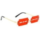 thumbnail image 2 of Gafas de sol Macarena sin montura estilo punk de hoja de afeitar para hombres y mujeres Rojo dorado, 2 of 3