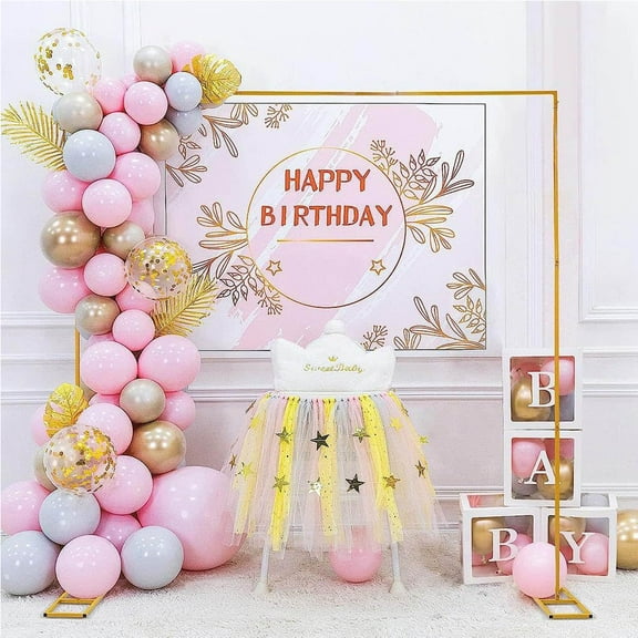 8FT x 8FT Metal Arch Backdrop Stand, Square Metal Arch-for Ballon Flowers, Wedding Arch Stand, for Anniversary Ceremony, Birthday Party, Outdoor&Indoor Celebration Decoration