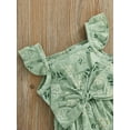 thumbnail image 5 of Baby Girl's Romper, Ruffle Sleeveless Bowknot Decoration Floral Printed One Piece Sling Romper, 5 of 9