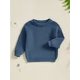 thumbnail image 3 of aturustex Little Boys Girls Basic Knit Sweater 0-5T Toddler Baby Solid Chunky Knitted Pullover Long Sleeve Thick Sweaters Sweatshirts Crew Neck JumperFashion Loose Casual Winter Fall Clothes, 3 of 7