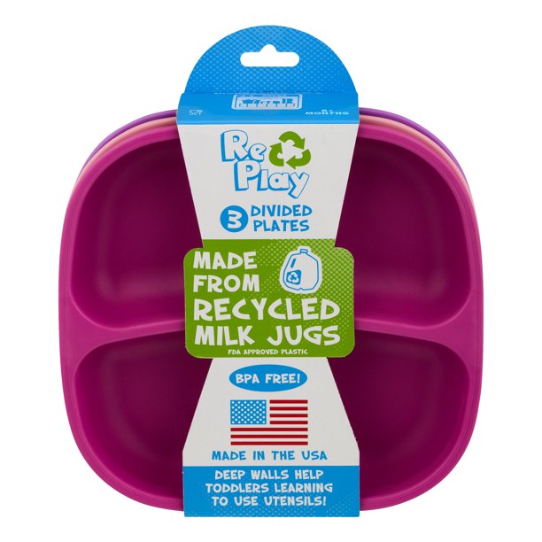 RePlay 3Pack Divided Plates, BPAFree