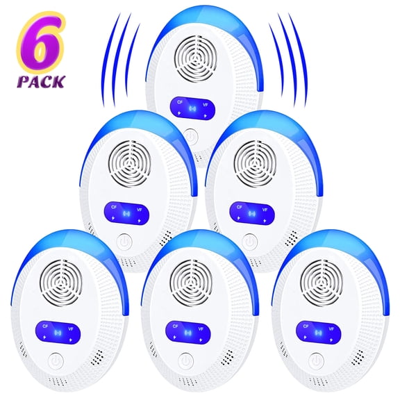 Ultrasonic Frequency Conversion Pest Repeller 6 Pack, Pest Repellent Electronic Plug, Ultrasonic Pest Control Mosquito Repellent Indoor for Home, Office