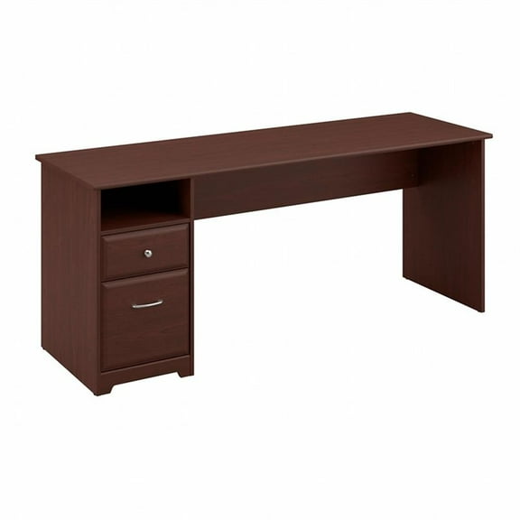Atlin Designs 72" Contemporary Wood Computer Desk with Drawers in Harvest Cherry
