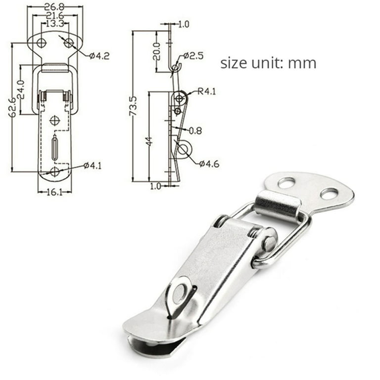 4PCS Stainless Steel Spring Loaded Clamp Clip Case Box Latch Catch Toggle