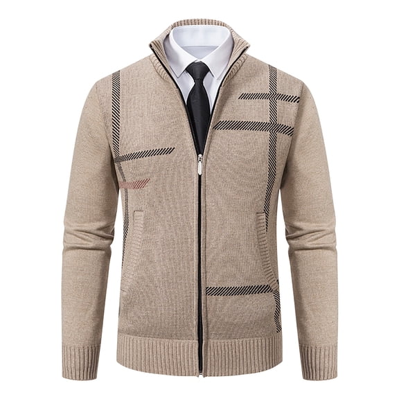 Maoxin Men's Coats Men's Casual Winter Standing Collar Long Sleeved Hooded Zipper Jacket Long Sleeve Hoodless Casual Outwear Jackets White 2XL