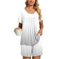thumbnail image 2 of Two Piece Sets for Women Summer Plus Size Fashion Casual Round-Neck Short Sleeve Two-Piece Comfortable Home Pajamas Sports Set, 2 of 7