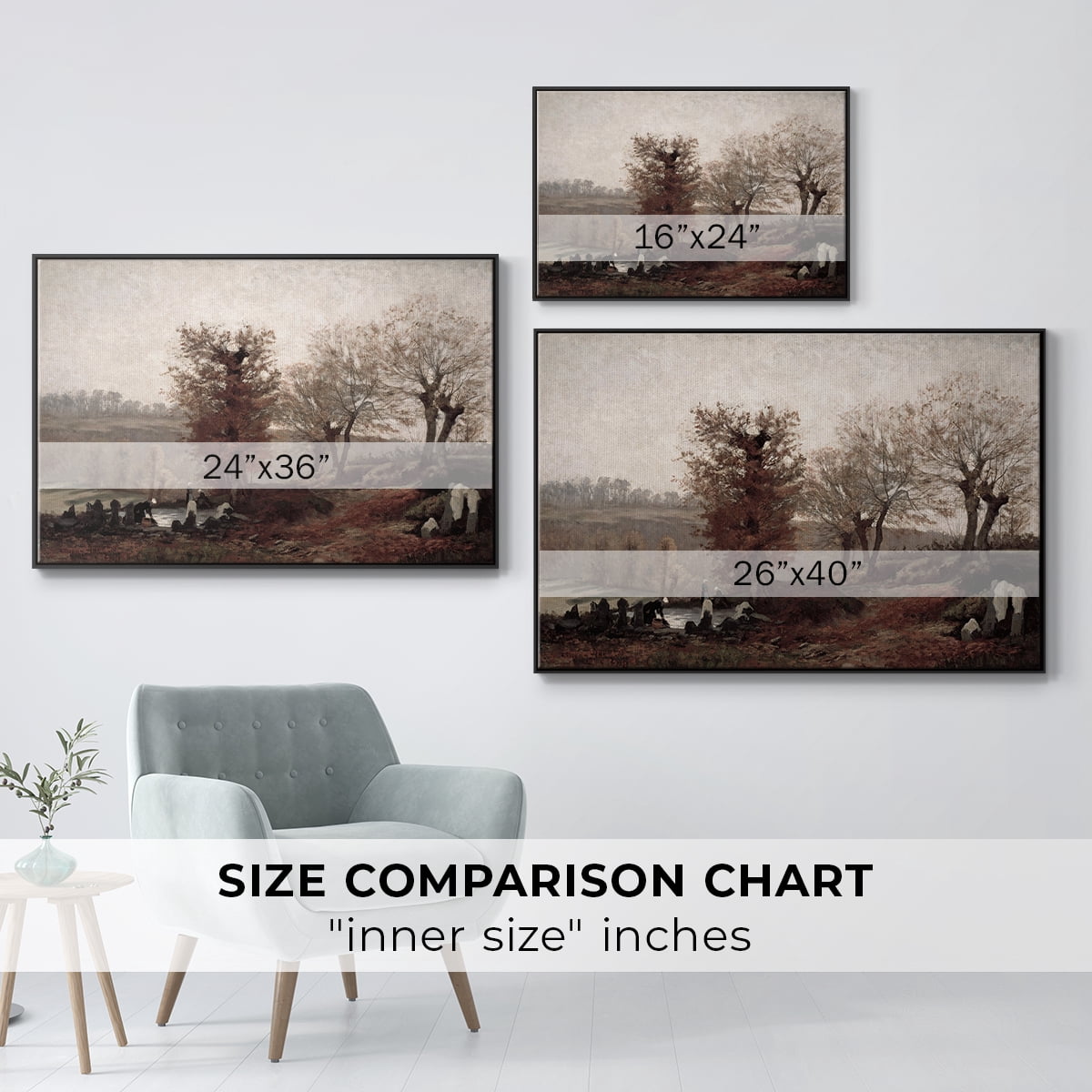 Vintage Landscape-CCCVIII By Wexford Home Framed in Black Wood Gallery Wrapped Canvas 17 in. x 25 in.