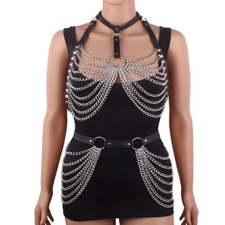 Punk Leather Waist Chain Belt Ring Harness Body Chain  display picture 1