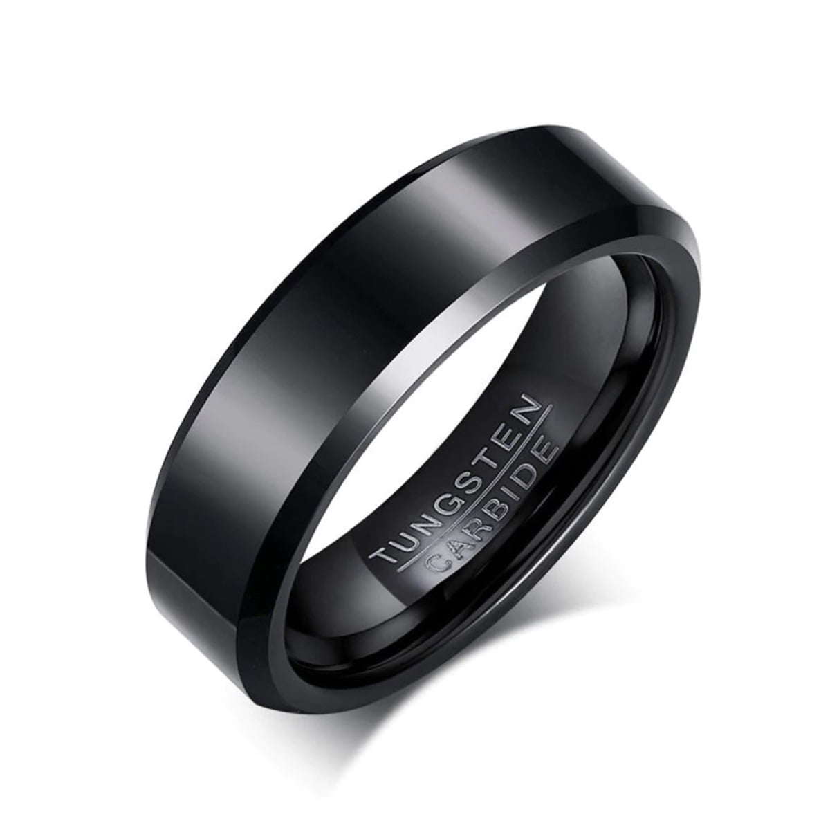 King Will Mens 2mm/4mm/6mm/8mm Black Matte Finish Tungsten Carbide Ring for Men Silver Domed Engagement Wedding Band Comfort Fit 