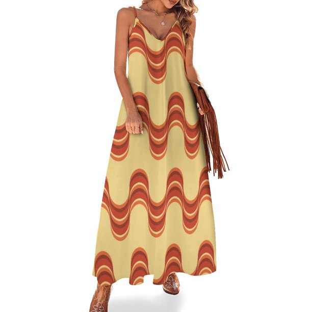 Nuevo y lindo patrón de vestido camisero de los años 70, vestido sin mangas, vestido largo, falda de verano para mujer, vestidos de cóctel