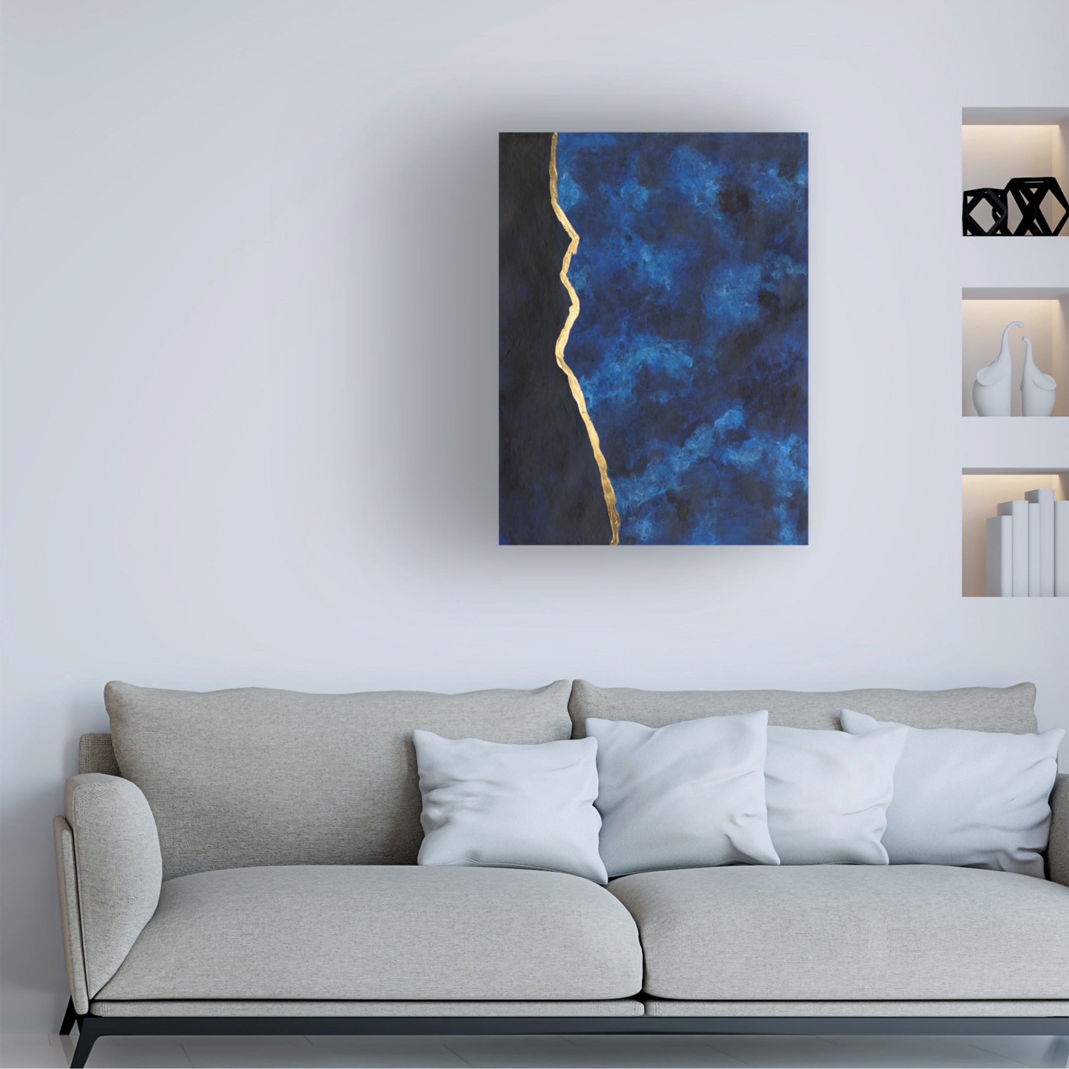 Canvas Wall Art - Michael Willett 'Gilt Indigo II' Wall Art for Living Room, Bedroom, or Office Décor by Trademark Fine Art - 14 x 19 Inches