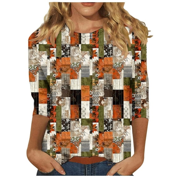 Cilsoka 3/4 Sleeve T Shirts for Women Oversized Tshirts for Women Cotton Going out Tops for Women Lace Basic Tees for Women Cropped Crew Neck Tops for Women Plus My Orders