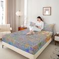 thumbnail image 3 of Erosebridal Teens Colored Ice Glitter Print Queen Sheet Sets 4 Pieces,Colorful Rainbow Glass Mosaic Print Bed Set For Boys Girls, 3 of 5