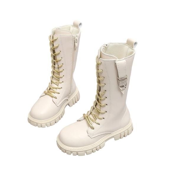 Kids Mid Calf Boots,Mid Calf Boots for Kids - Modern Tall Fashion Boots with Clean Structured Upper,Round Toe and Side Zipper Mid Shaft Boots,Mid Shaft Dress Boots,Casual Footwear for Autumn Winter
