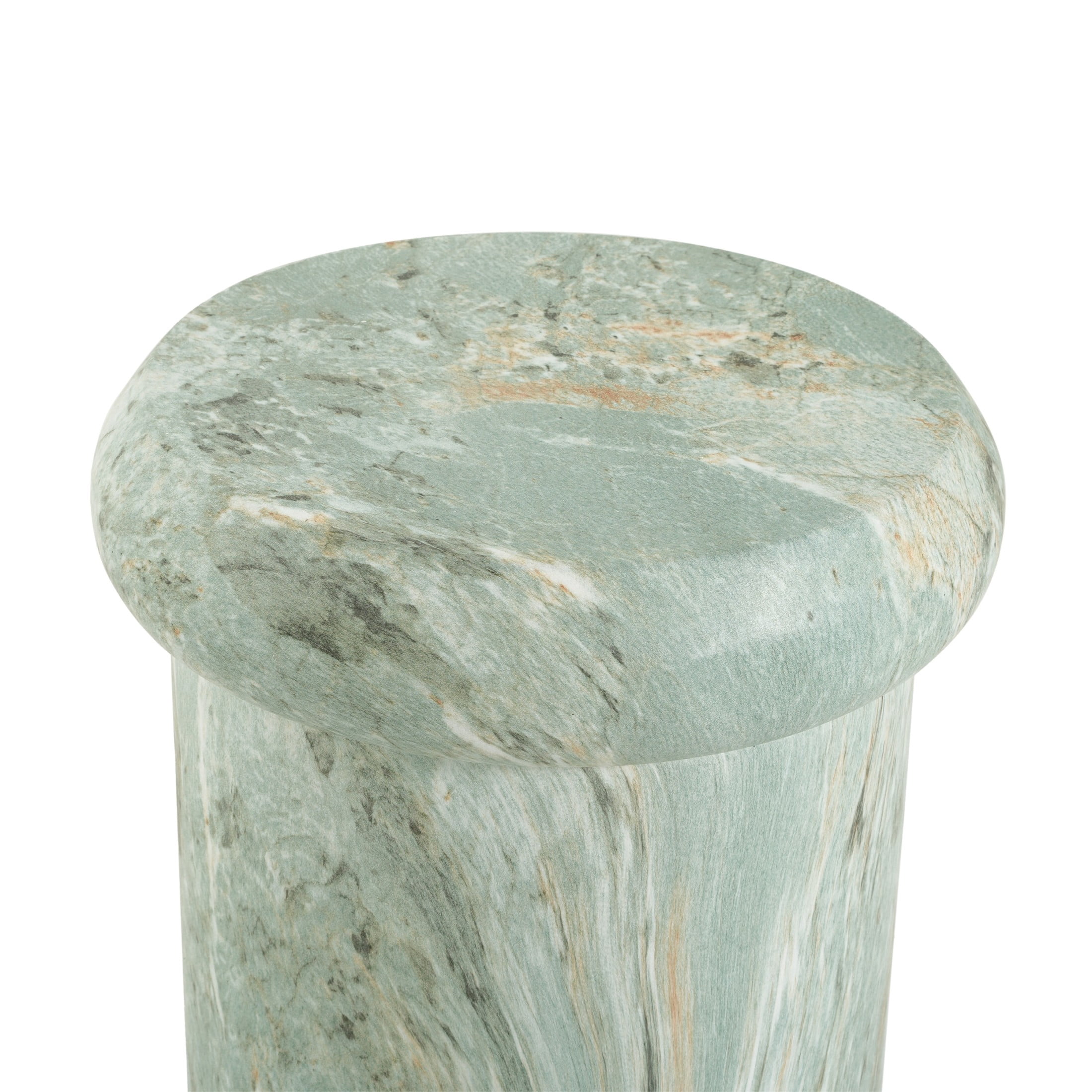 Christopher Knight Home 18.1" Modern MGO Sculptural Round Side Table, Green Marble Travertine Finish