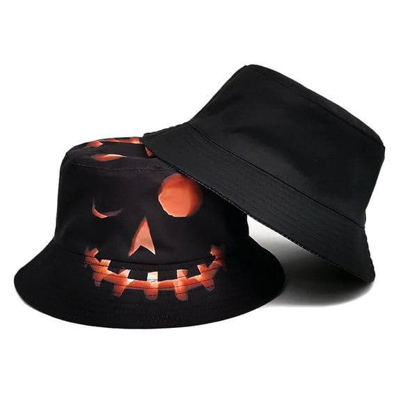 Summer Sales Under $5 Black Sun Bucket Beach Hats GIJNRIUIUA Cute Halloween Print Bucket Hat Fisherman Fishing Sun Cap for Adult Women Men Girl Boy Unisex Beach Hats