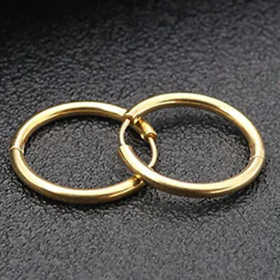 HOOUN 1Pair Stainless Steel Hoop Earrings for Men Women Cartilage Nose Ring Piercing-Gold-2.5*18mm