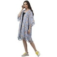 thumbnail image 4 of Moomaya Front Open Printed Shrug 3/4 Sleeve Georgette Beach Cover Up For Women, 4 of 6