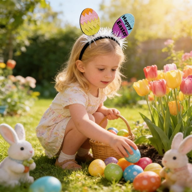 Diadema de fiesta con temática de Pascua, montura de gafas con forma de pollito de Pascua, accesorios para el cabello para niños y adultos, fotomatón, búsqueda de huevos de Pascua, accesorios de plást