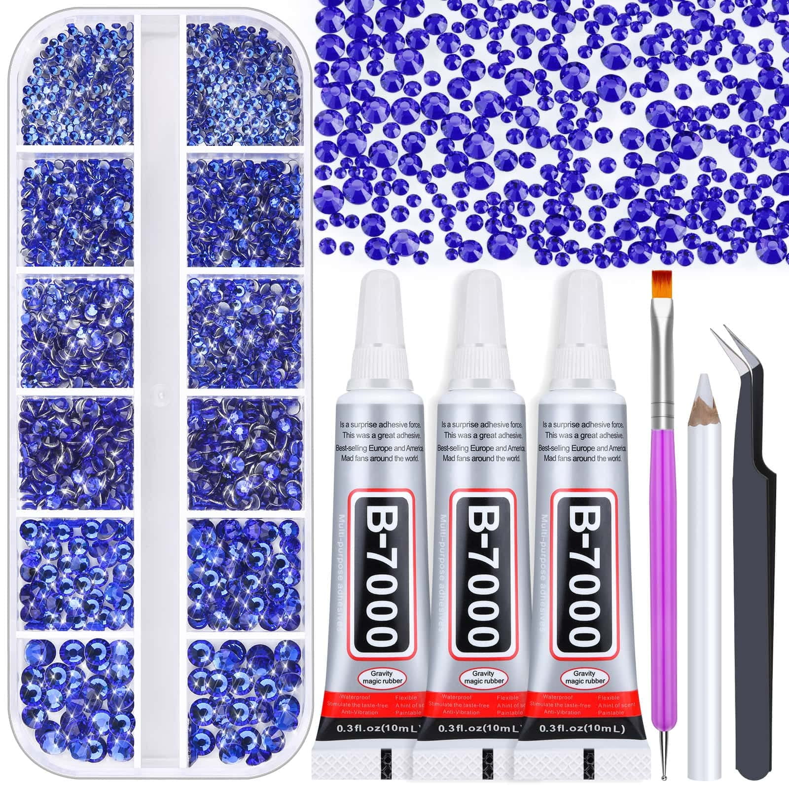 Rhinestones Glue for Fabric, 2100Pcs Craft Rhinestones Flatback with