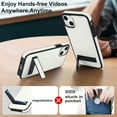 thumbnail image 3 of for iPhone 14 PU Leather Back Case, Built-in Invisible Stand [Compatible with Magsafe] Protective Slim Kickstand Anti-fall Phone Cover Compatible with iPhone 14, White, 3 of 8