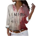 thumbnail image 2 of WFJCJPAF 2025 New Product Blouses for Women Long Sleeve Y Neck,Women's Hallowmas Printed Casual Button Shirt Long Sleeved Turndown Collar Blouse - Red XXL, 2 of 6