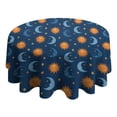 thumbnail image 4 of Blue Sun Moon Star Pattern Round Tablecloth 60"x60",Wrinkle Wipeable Table Cloth for Kitchen Dining Room Picnic Patio Party, 4 of 6