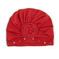 thumbnail image 3 of Hijab Turban Noeud Ethnique Bonnet Couleur Unie Mode Foulard Réglable Coiffure Accessoires Perte Bonnet Casquettes Rouge, 3 of 6