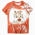 thumbnail image 4 of TOWED22 Womens Pumpkin Spooky Halloween Shirts Tie Dye Cute Short Sleeve Ghost Grapghic Tee Ghost Tops Costumes Fall(Orange,S), 4 of 5