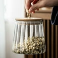 thumbnail image 2 of 2 Pack Small Glass Coffee Nuts Canister Airtight Storage Jar Petal Decorative Container with Bamboo Lid Metal Handle Easy to Grasp,750ml, 2 of 6