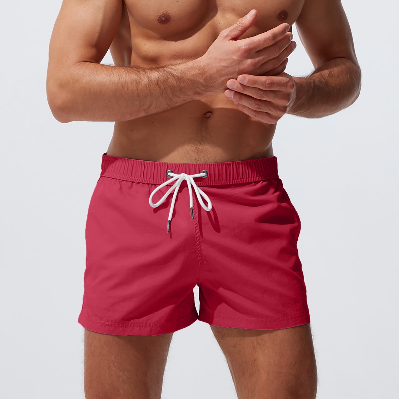 ELFINDEA Men's Swim Trunks Quick Dry Beach Shorts with Zipper Pockets ...