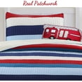 thumbnail image 5 of Cozy Line Ressler Stripe Reversible Cotton Quilt Set - Blue/Ivory/Red Twin 2 Piece, 5 of 5