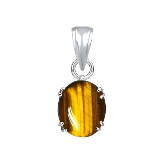 10.50 Carat Tiger’s Eye Pendant Necklace, Natural Brown Striped Gemstone Jewelry