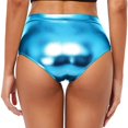 thumbnail image 3 of Women's High Waisted Metallic Booty Shorts,Rave Dancing Hot Pants,Clubwear with Elastic Waist for Summer Parties, 3 of 6