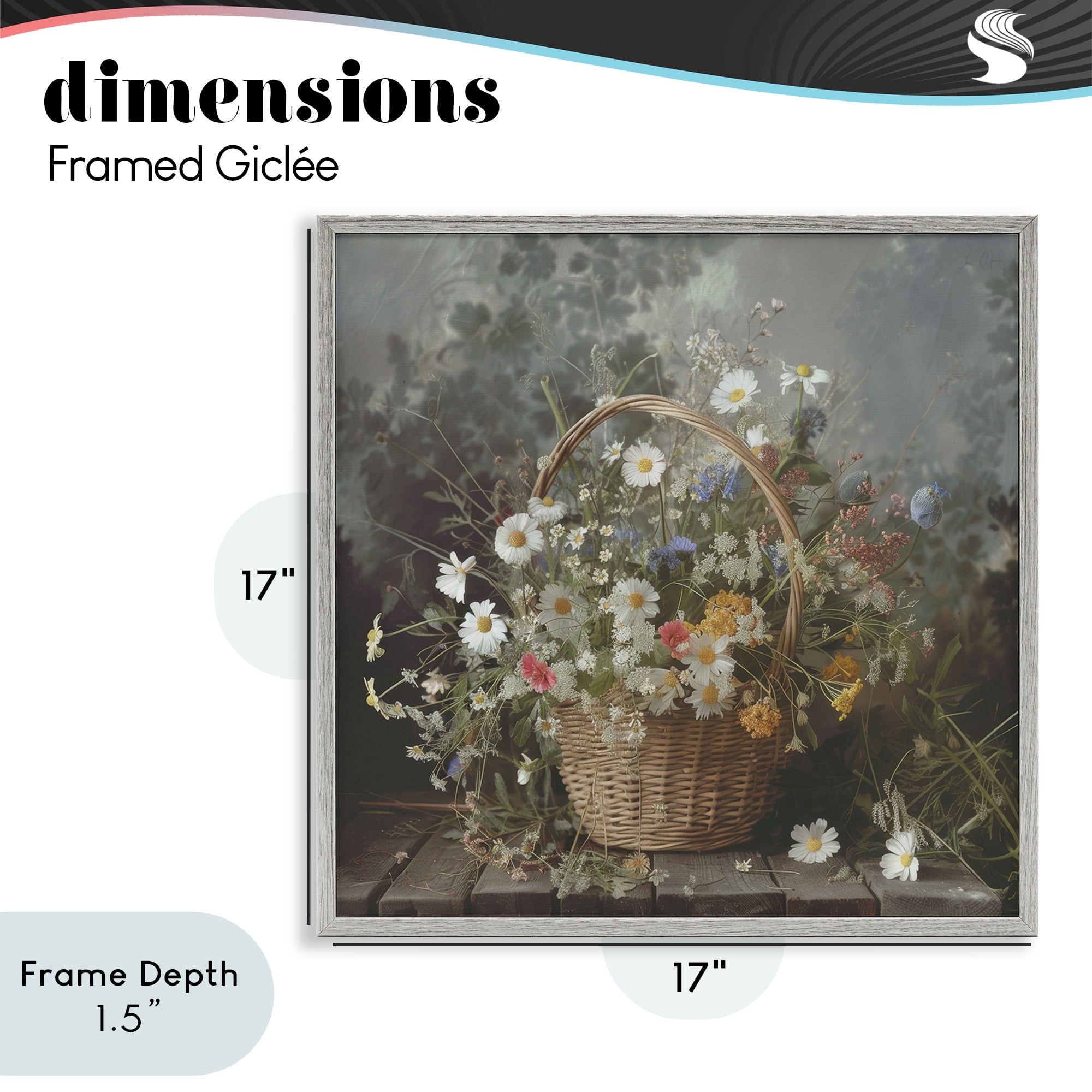 Stupell Industries Florals In A Basket Arrangement Gray Framed Giclee Art, design by Lazar Studio