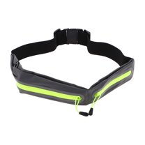 Unique Bargains 1 Pc Double Pocket Running Waist Pack for Hiking Gym Polyester Gray, Green