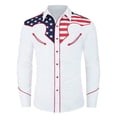 thumbnail image 4 of Mens American Flag Shirt Patriotic Western Cowboy Shirt Print Independence Day Casual Summer Tee Tops S, 4 of 5