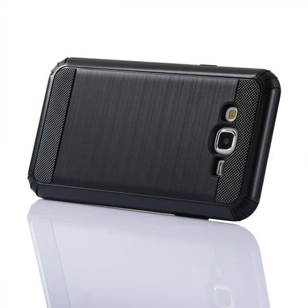 - Samsung Galaxy J3V, Sky, Express Prime, Amp Prime Case, Galaxy Sol, J3 Case - Hybrid Hard Shockproof Case Heavy Duty Protective Brushed Phone Armor Protector Cover - Black