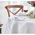 thumbnail image 2 of Christmas Fancy White and Silver Metallic Snowflake 60 x 84 inch Oval Fabric Dining Tablecloth, 2 of 6