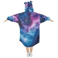 thumbnail image 2 of FORMRS Wearable Blanket Hoodie with Sleeves for Kids Cozy Flannel Sweatshirt, Galaxy Pattern, 2 of 7