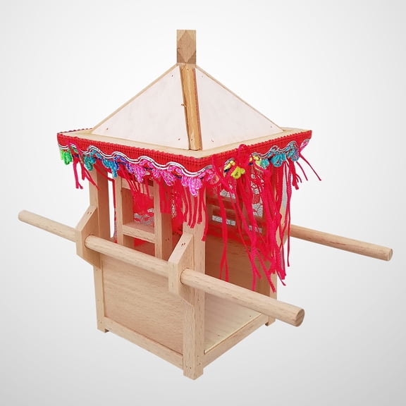 OUNONA Wooden Sedan Chair Model for Home Decor Beige Toy Mini Size Lightweight Display Ornament 4.5 x 3.2 x 5.1 Inches